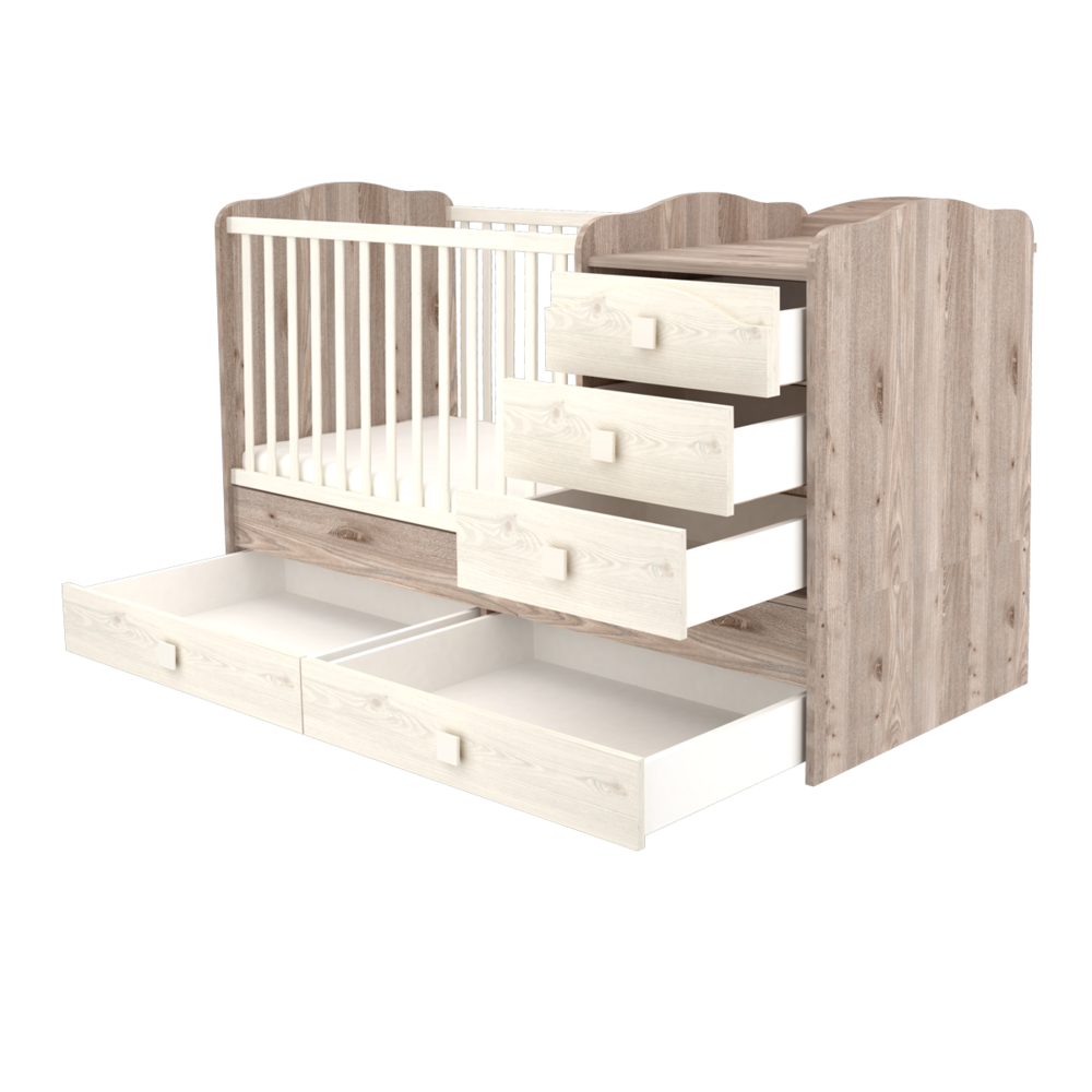 5 fiókos maxi kombi kiságy Krém-Fűz