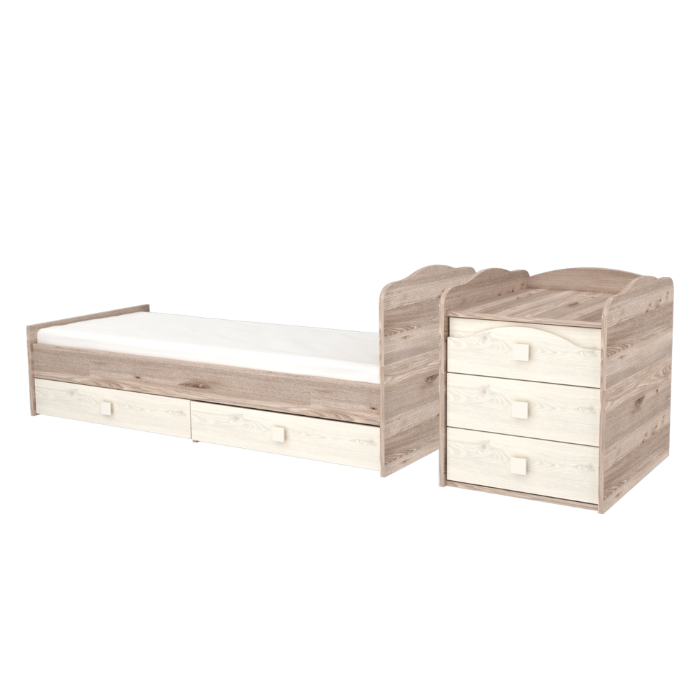 5 fiókos maxi kombi kiságy Krém-Fűz